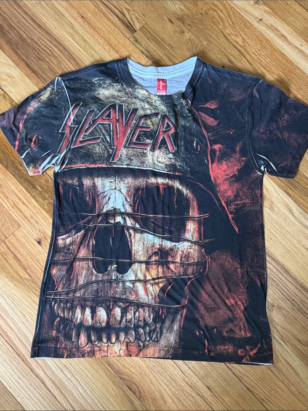 SLAYER Band Shirt Vintage Style All Over Print Skull Metal Concert Tee